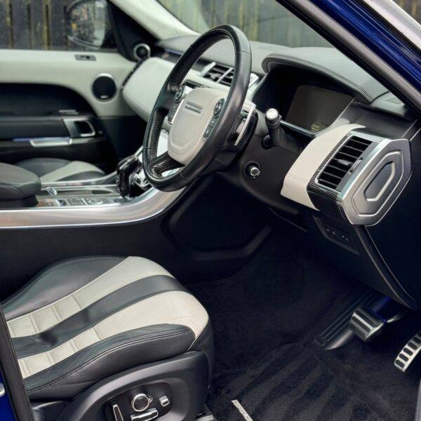 drivers interior of the Lancashire Competitions Range Rover SVR competition