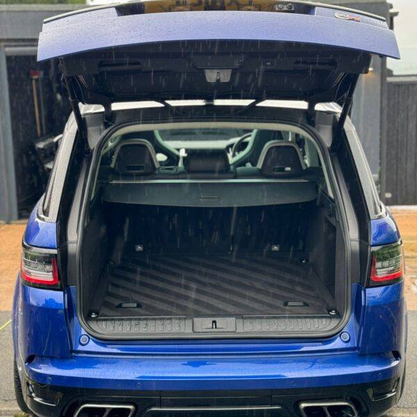 Boot open rear of the Lancashire Competitions Range Rover SVR competition