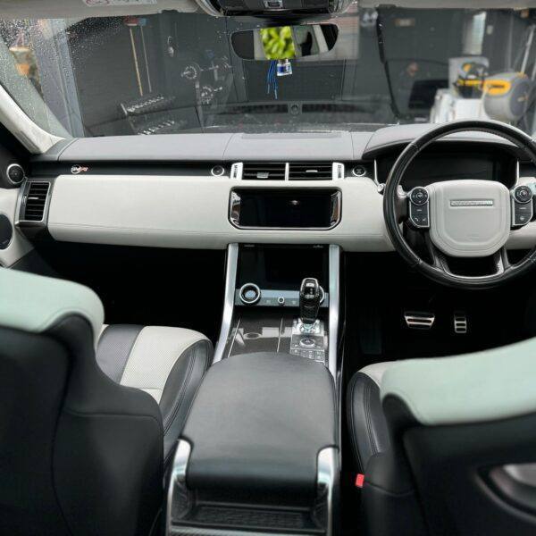 front interior of the Lancashire Competitions Range Rover SVR competition