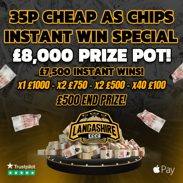 £0.35 cheap as chips instant win special competition with £8,000 to win